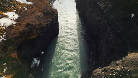 aerial view of nordic gullfoss waterfall