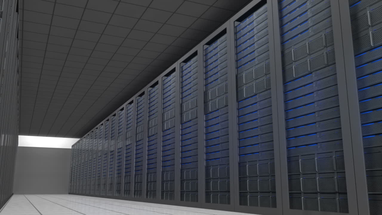 disparo moviéndose a través de la sala del servidor