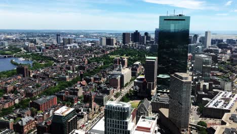 vista de boston de la torre john hancock, back bay, jardín público de boston, boston common y el río charles