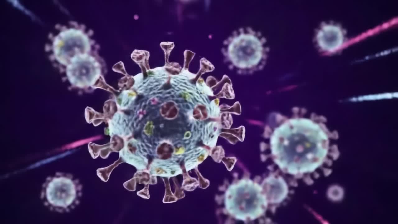 Microscopic Visualization of Viral Particles Under Electron Microscope: Intricate Structures and Dynamic Movement of Viruses in a Hypothetical Context