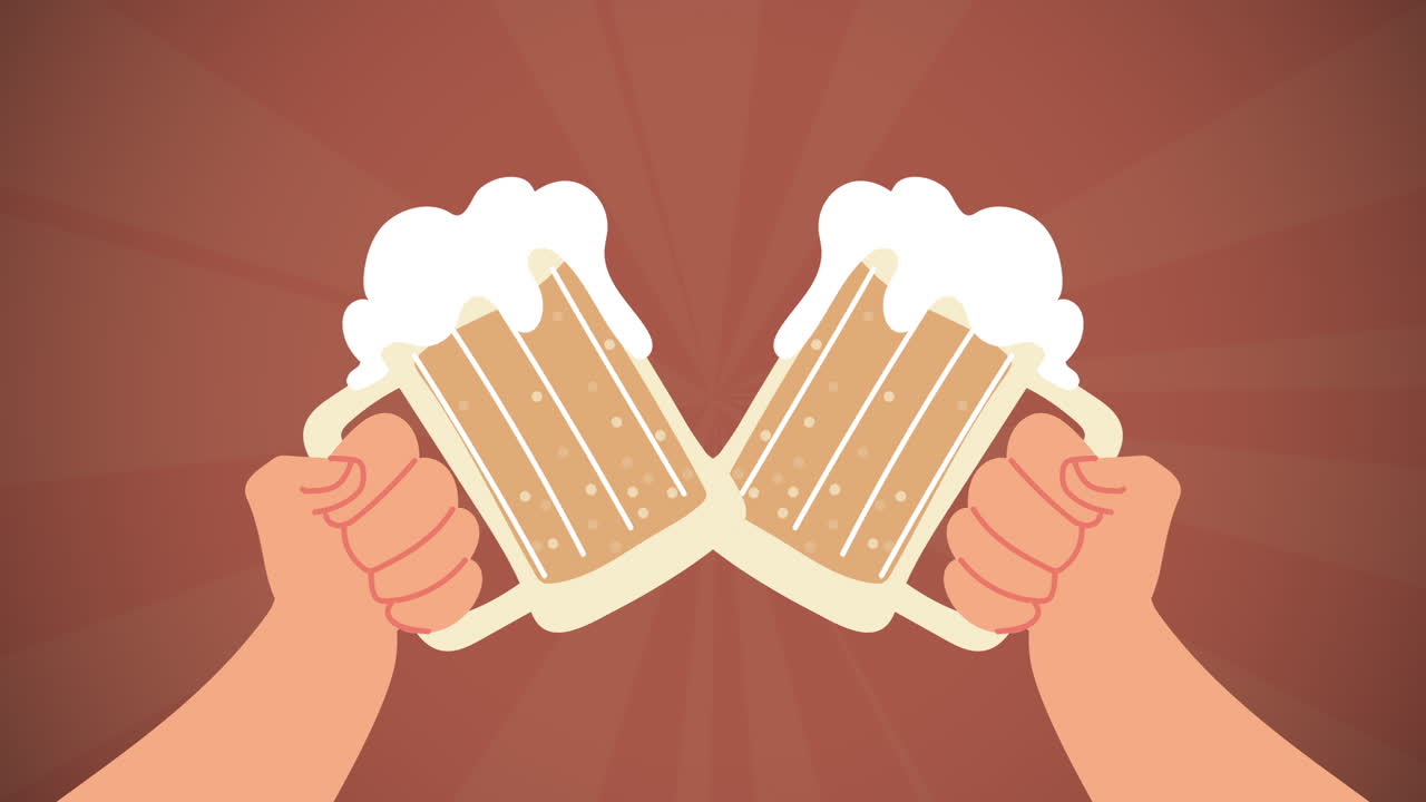 맥주로 환호합니다.