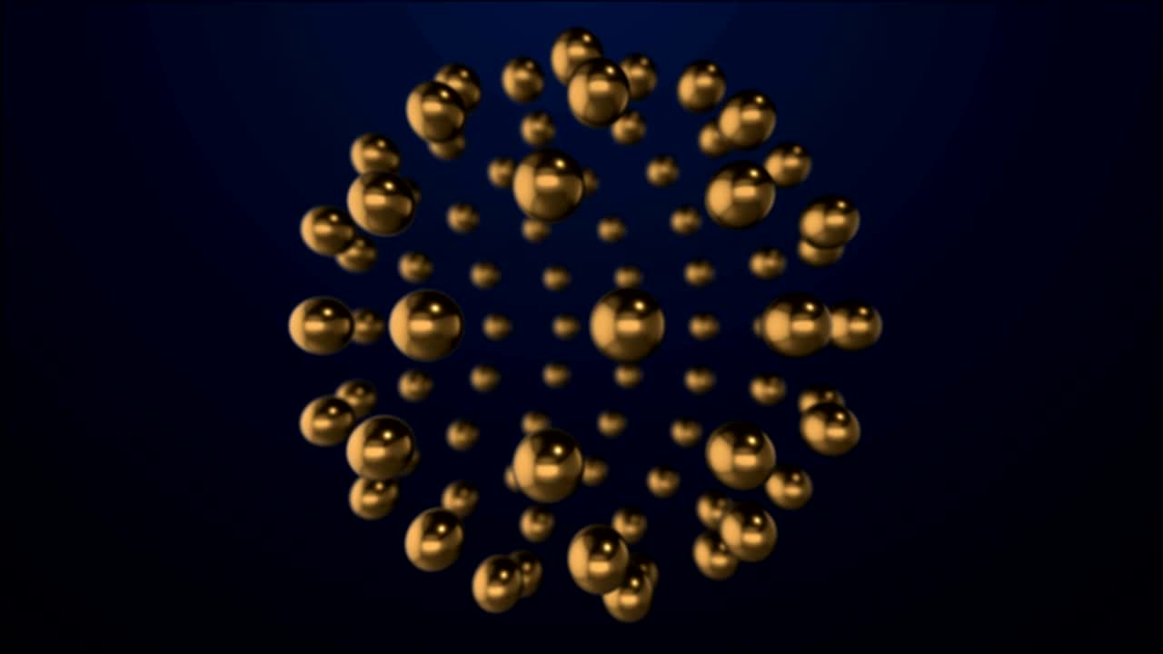 esferas doradas girando con un bucle sin fin