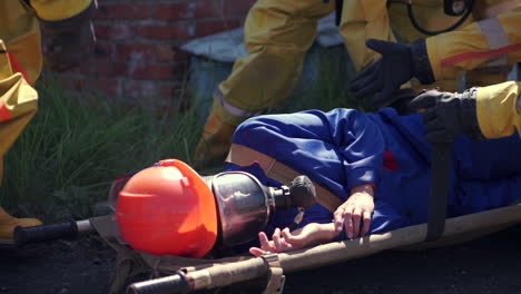 injured worker rescue by firefighters