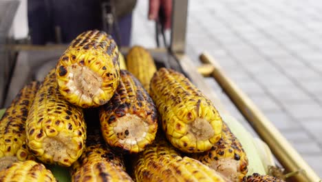 maíz a la parrilla en la mazorca vendedor de comida callejera