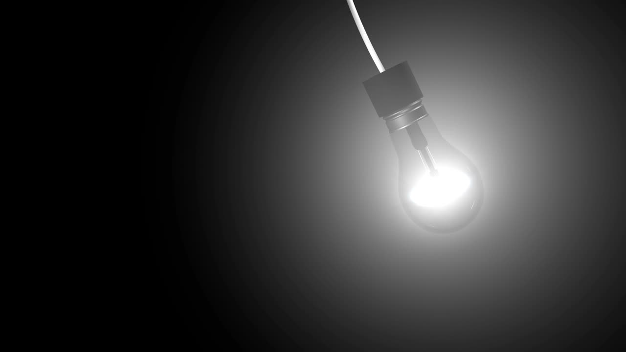 3d ламп накаливания с вольфрамовой нитью качается на проволоке. свет от лампочек с альфа-каналом или люма-матом. петлевая анимация.