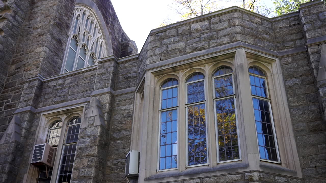 Gothic and Bay windows of church.