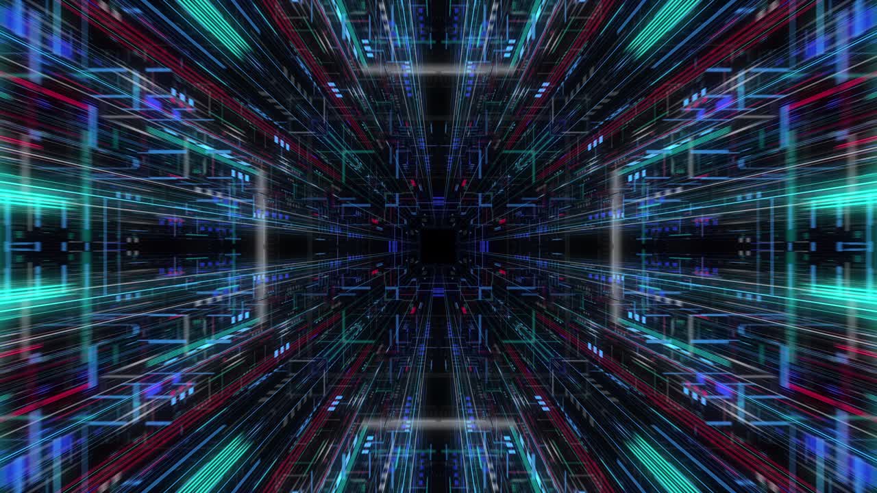 Big data visualization with digital grid motion. Analysis of information, cloud computing, internet of things, network technology. Visual data infographics. Seamless loop, 3D render