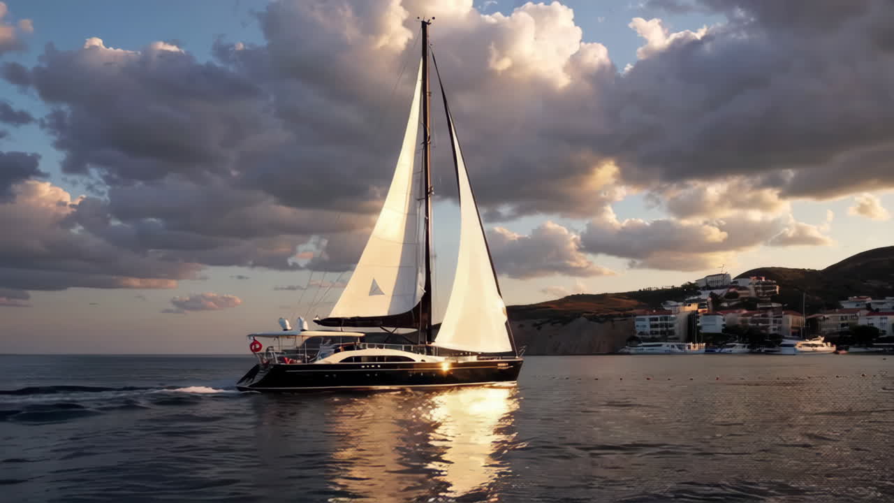 해가 지면 항해하는 요트