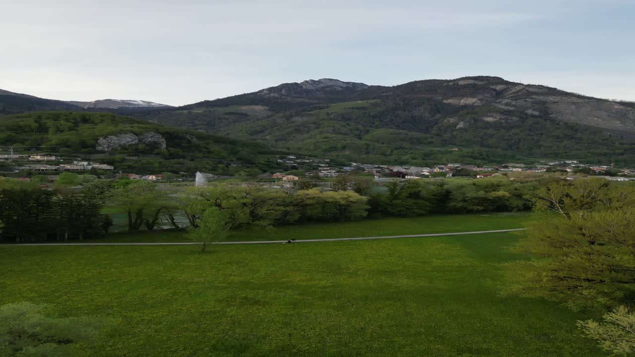 Drone view of Great lake in G&auml;si Betlis, Walensee Glarus, Weesen Walenstadt, Switzerland