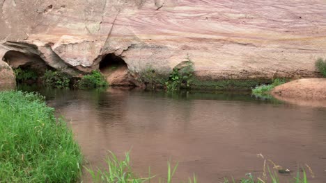 small caves in the sandstone outcrop of the large taevaskoja