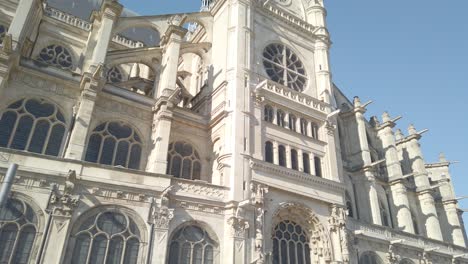 low angle driving process plate of eglise saint eustache church in paris