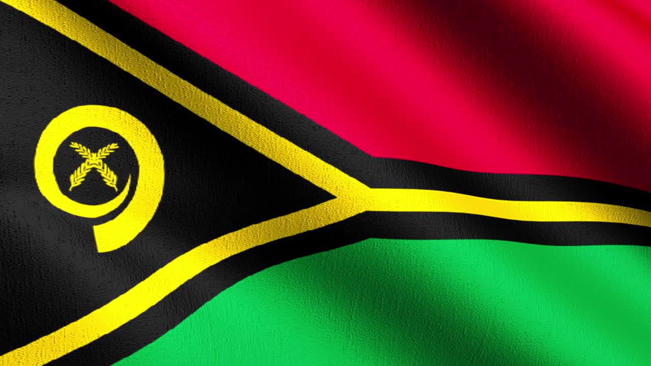 bucle sin costura 4k vdo. bandera de vanuatu. ilustración de renderización 3d del símbolo de señal de agitación.
