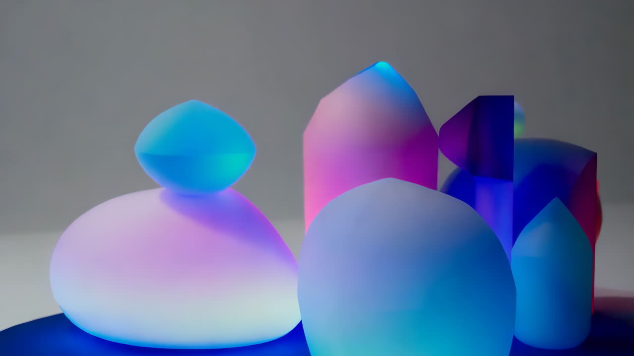 Abstract Geometric Shapes with Neon Lighting