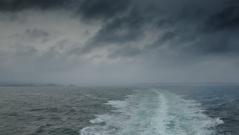 a disturbed water behind the ship