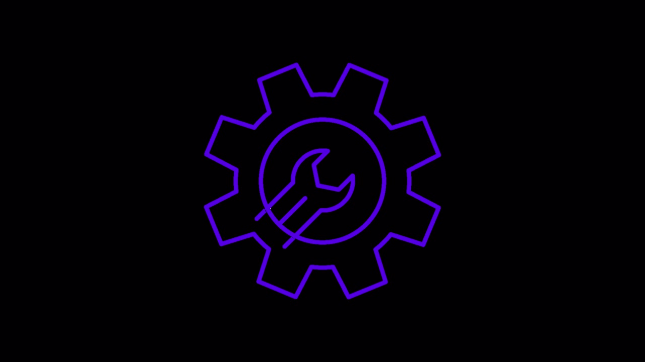 Animated Purple Gear and Wrench Settings Icon