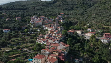 flying over montegrazie village in italy