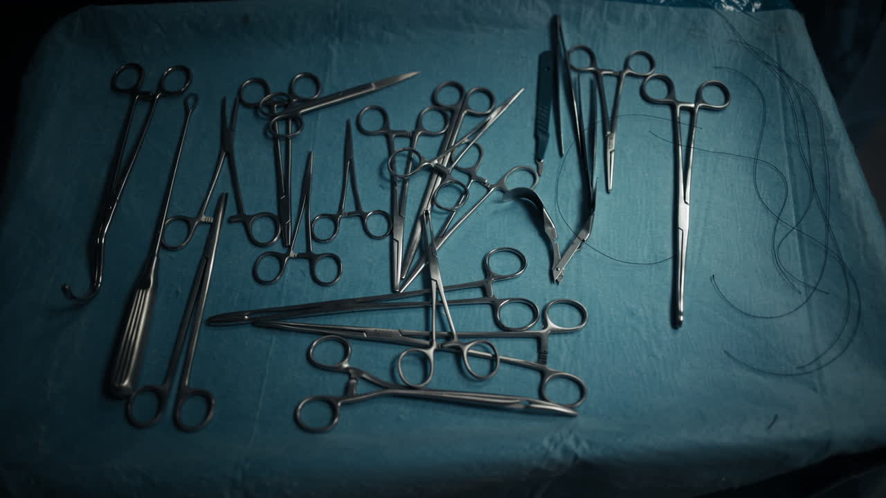 хирургические инструменты на стерильном подносе