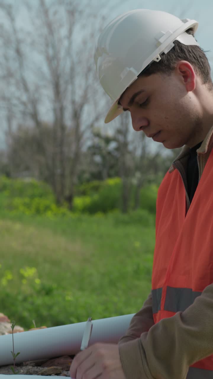 Engineer Looking Around The Construction Site And Taking Notes