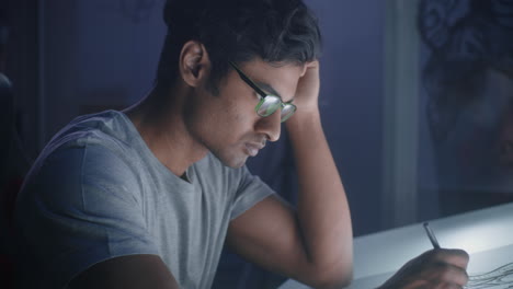 focused artist at work