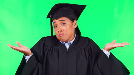 graduation, options and a student woman on a green