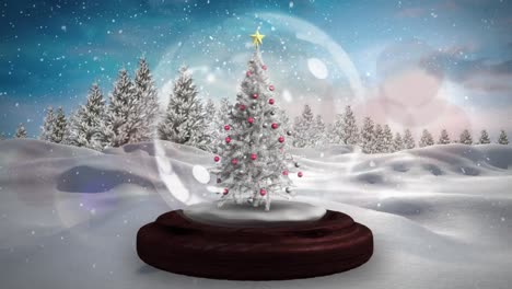 Animation-Der-Weihnachtsschneekugel-über-Der-Winterlandschaft