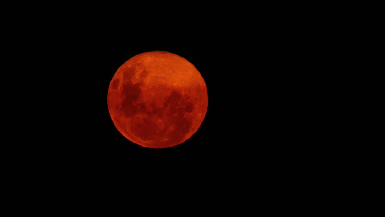 Blood Moon Time Lapse with no Clouds on clear Night Sky. Super moon eclipse steady shoot.