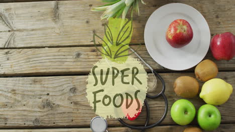 animation of super foods text over fruit