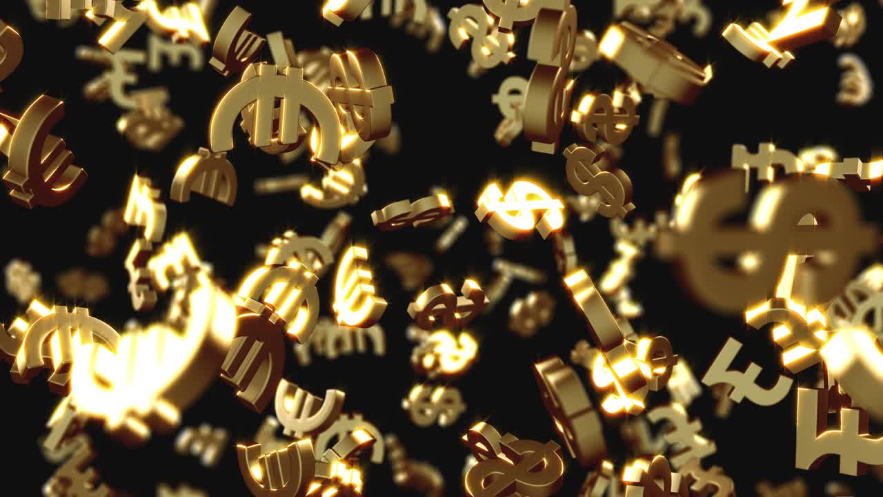 미국, 영국, 유럽연합의 많은 국가의 돈의 상징은 끝없이 바닥으로 날아갑니다.