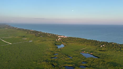 drone footage over tropical marshes near tulum coast