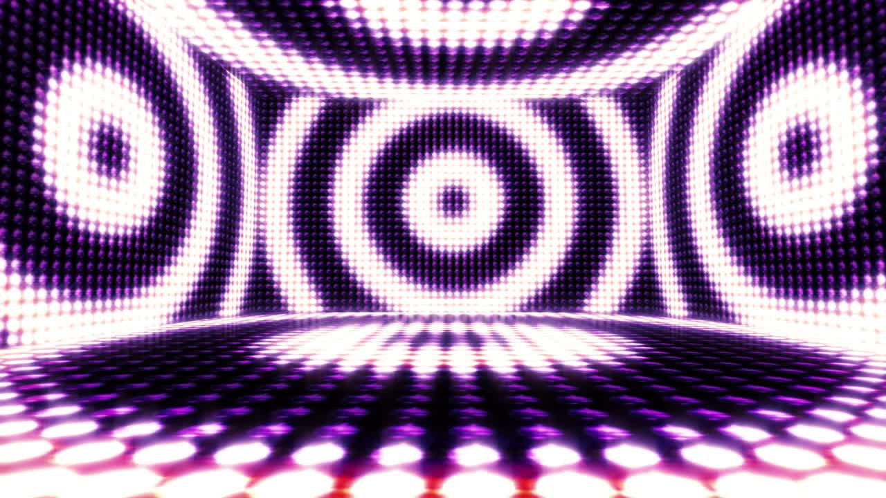 las luces de la bombilla del círculo son el fondo de la habitación, el bucle, 4k