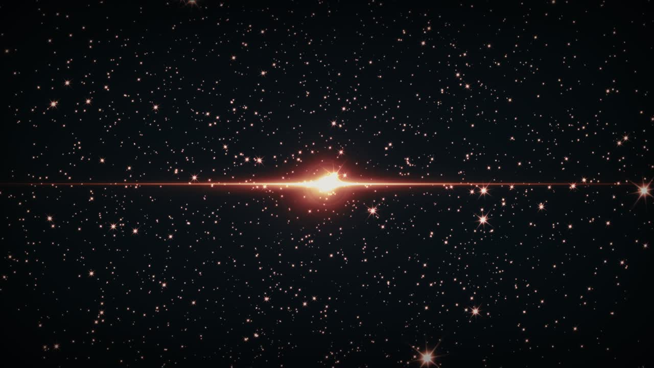 4k 3d 공간 모션 배경 마녀 센터 박이는 황금 별 빛 주위의 루핑 별 모션 크리스마스, 크리스마스 조명, 새해, 축제