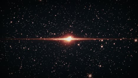 vuelo espacial de bucle abstracto en el campo estelar. fondo de movimiento espacial 4k 3d centro bruja parpadeando luz de estrella dorada rodeado por estrellas de bucle movimiento para navidad, luces de navidad, año nuevo, festivo.