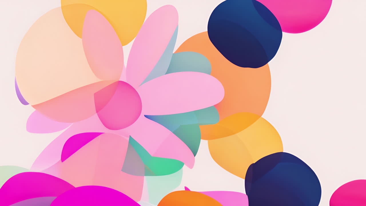 Colorful abstract shapes and flower petals animation
