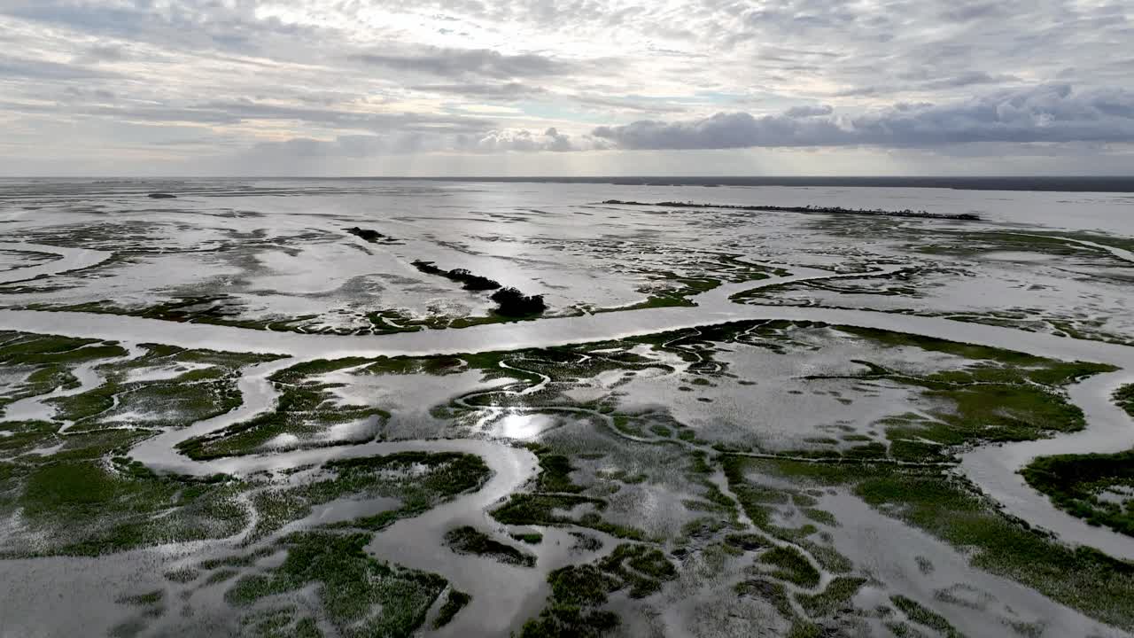Aerial View of a Coastal Marsh