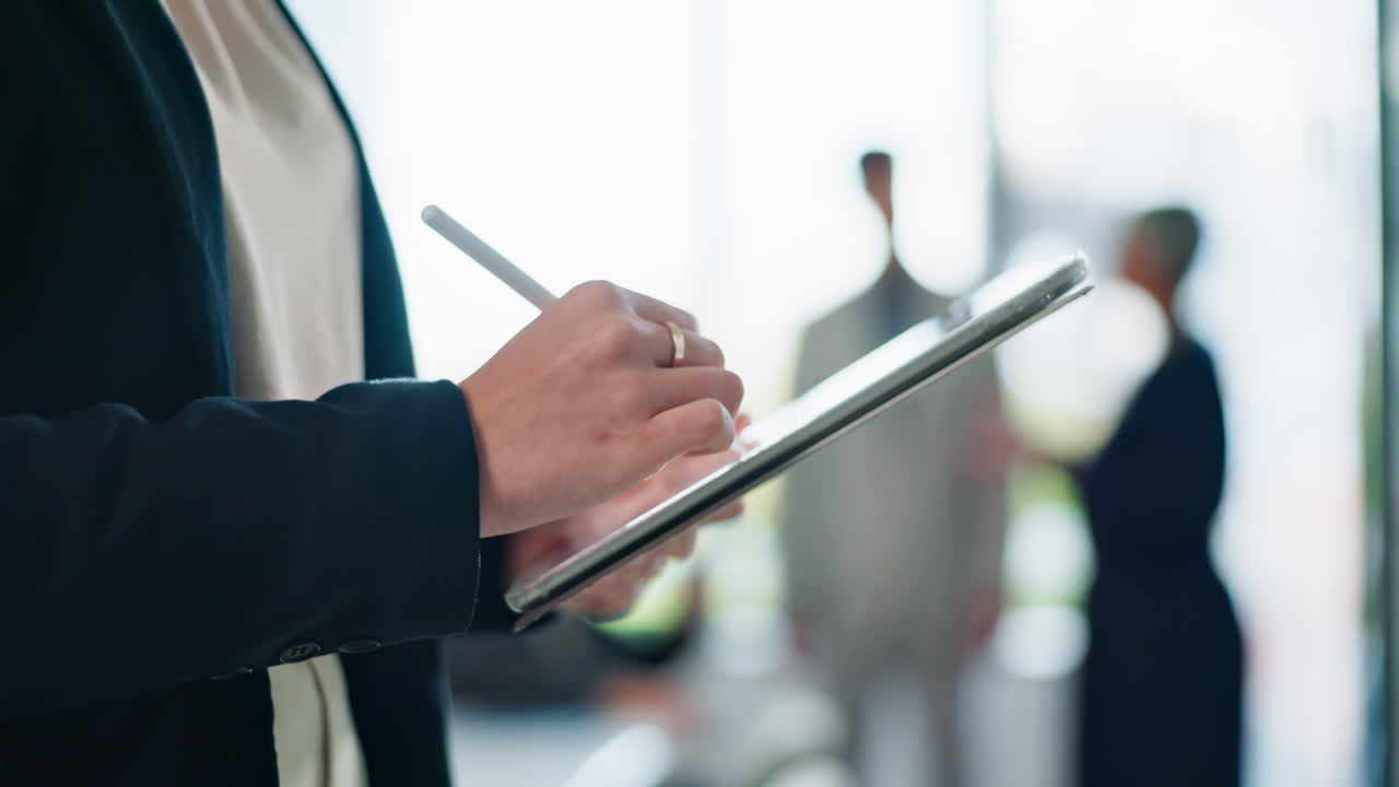 Business meeting with digital tablet