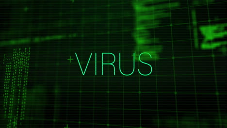 animation of virus text over data processing