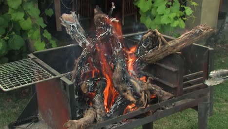 making the fire for the barbecue or braai