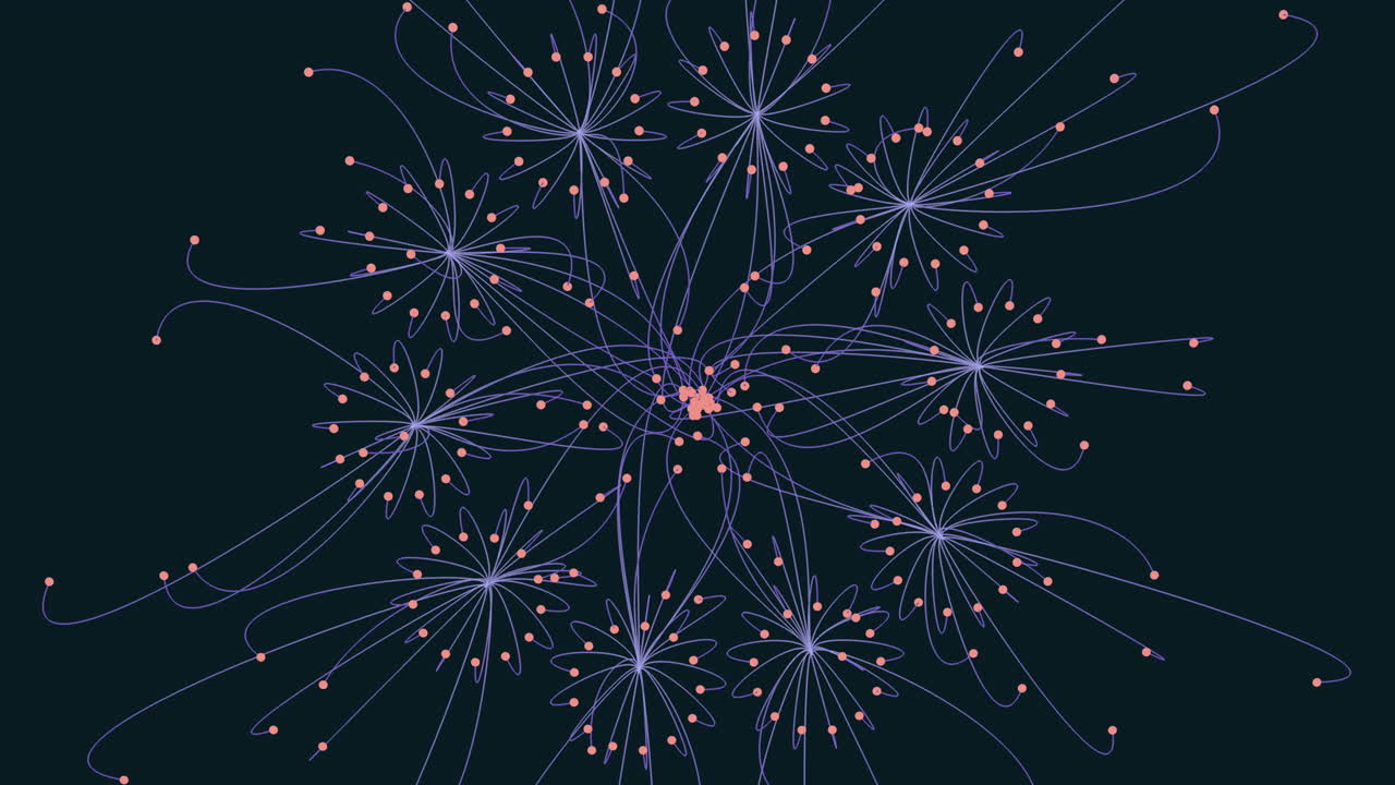 Spiraling lines and dots create intricate circular pattern