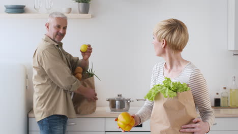 couple grocery shopping at home
