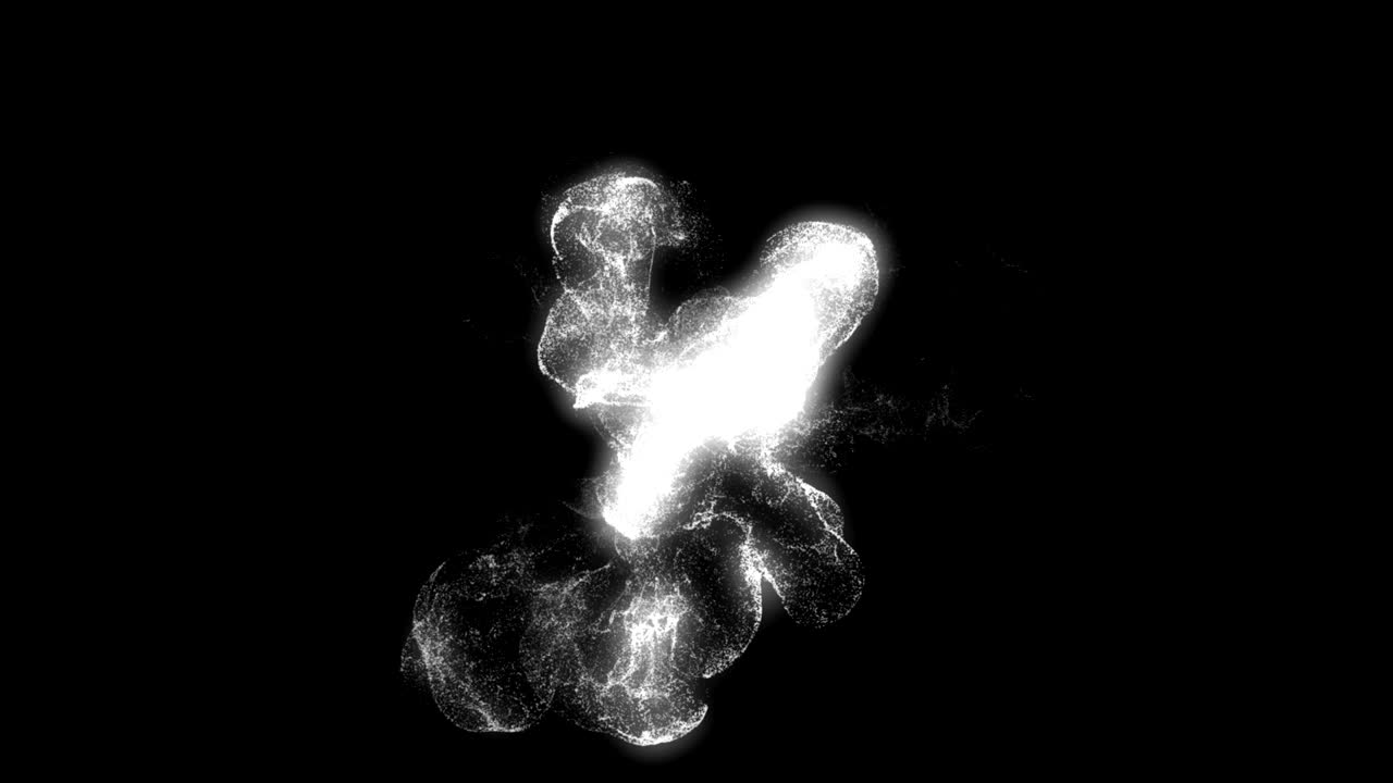 검은 바탕에 추상적인 동적 입자 소스