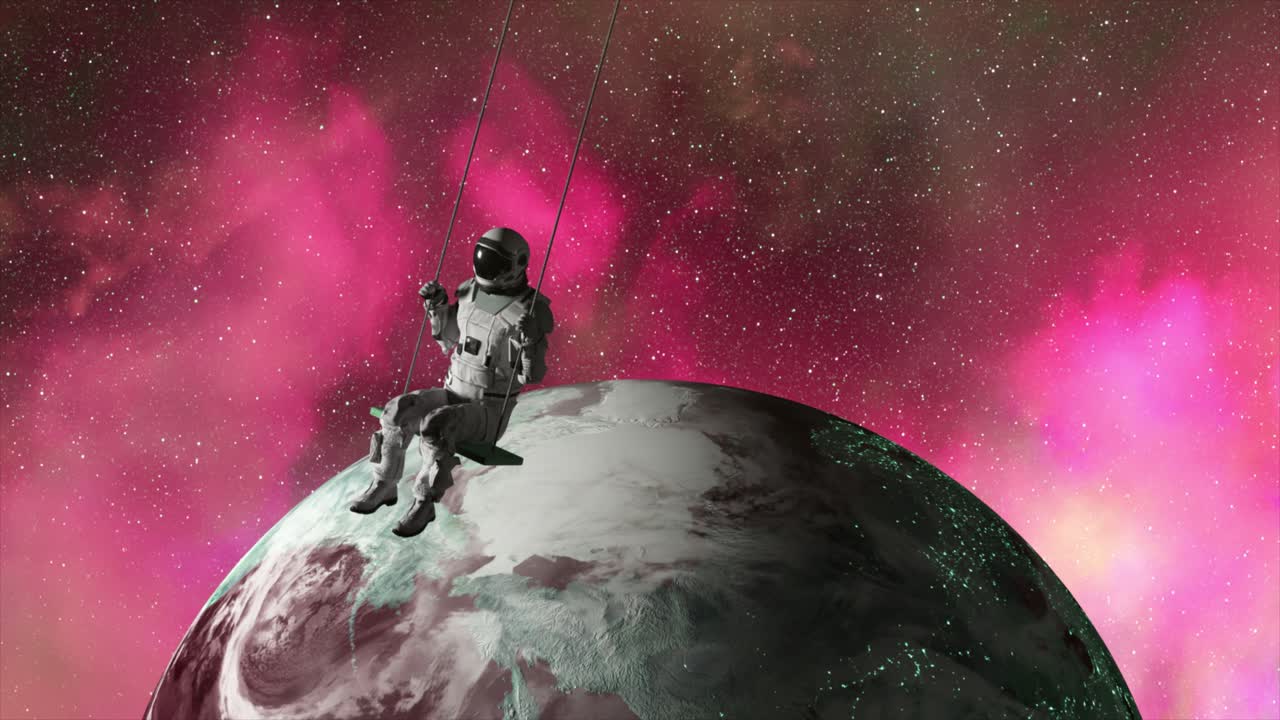 Astronaut, der gynger i rummet med Jorden