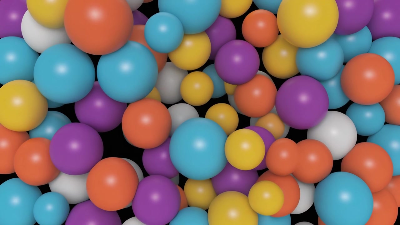 Esferas Coloridas Preenchendo e Esvaziando um Fundo Preto