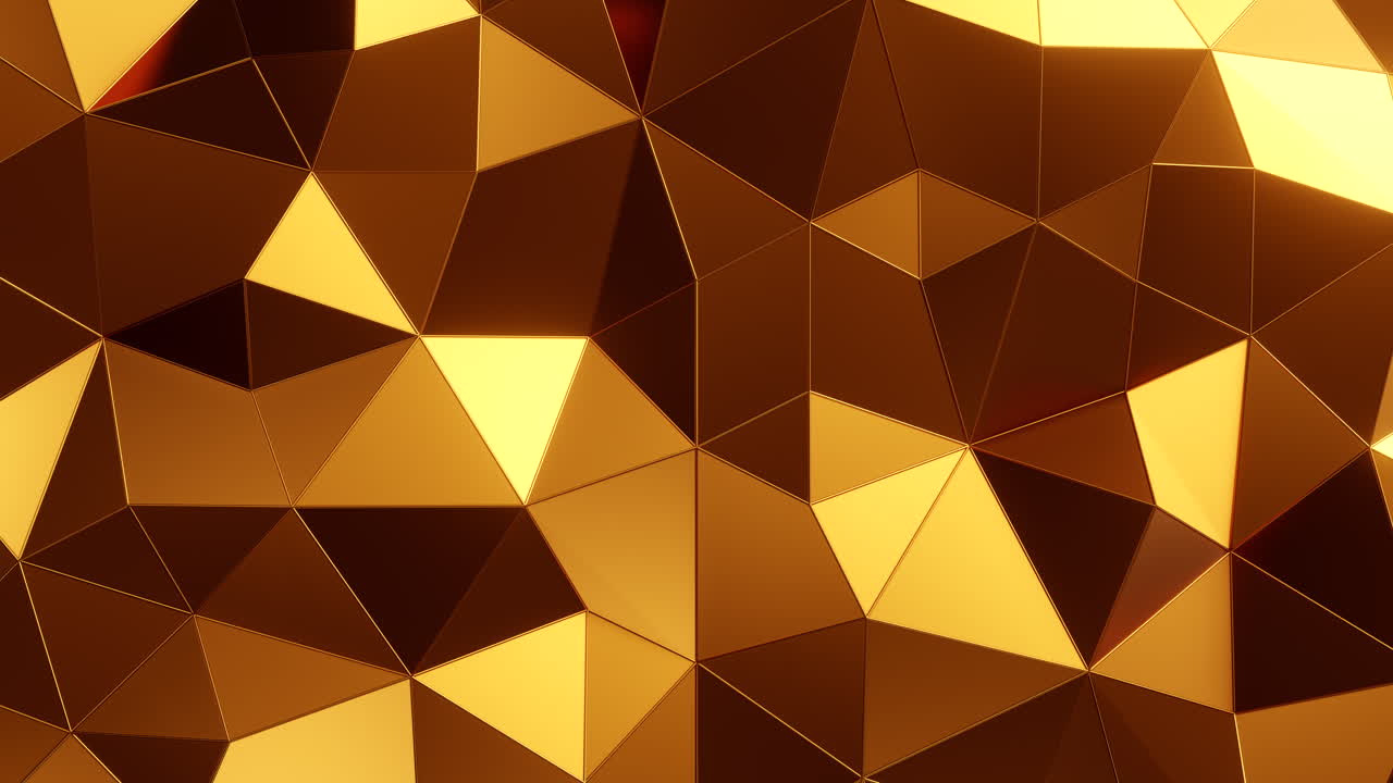 Background of golden triangles. Infinitely looped animation