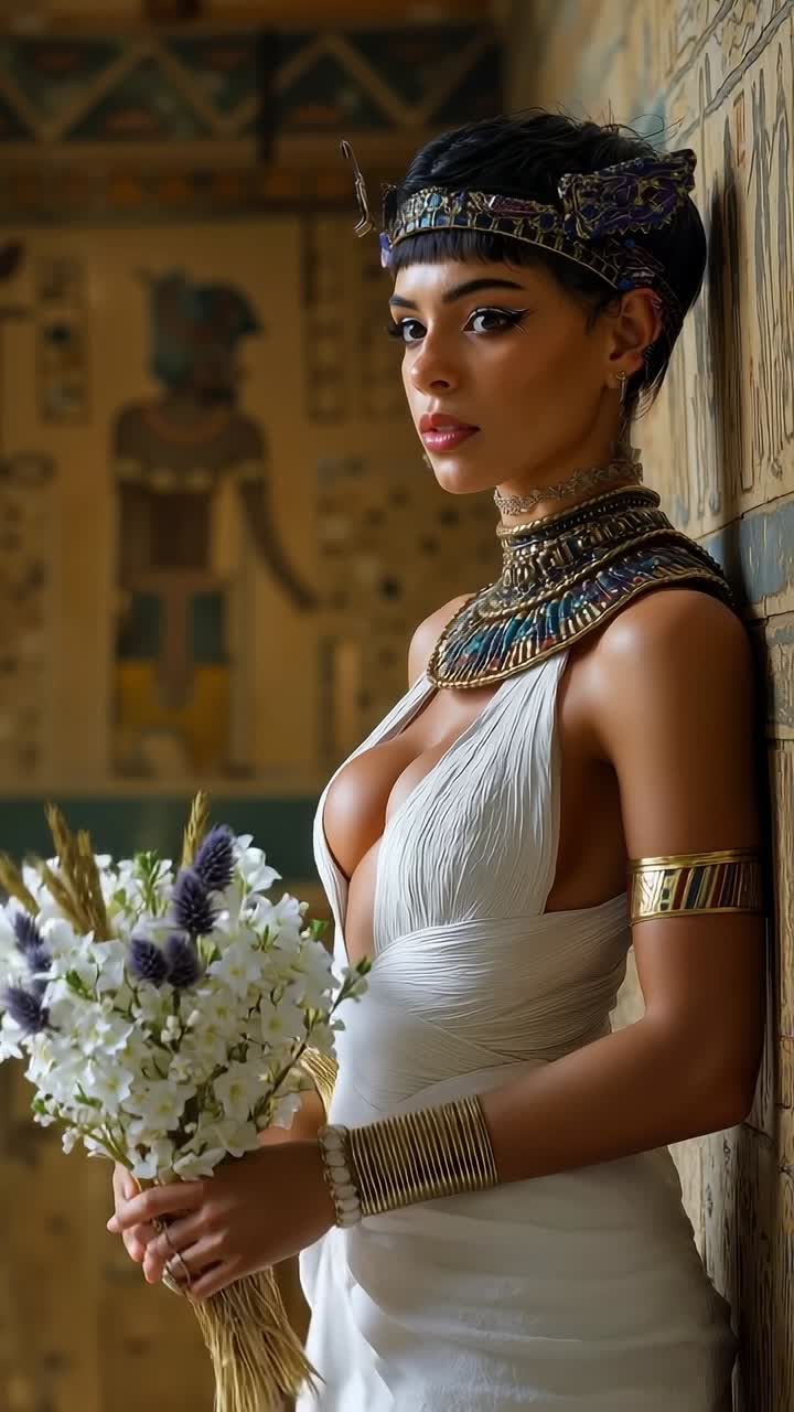 una mujer con un vestido blanco sosteniendo un ramo de flores