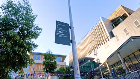 a serene view of university buildings and pathways