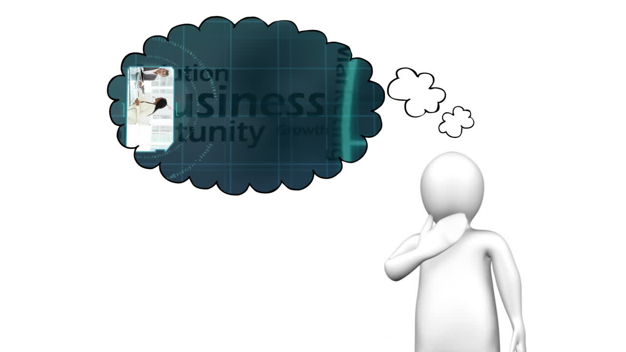 사업에 대해 생각하는 3d 남자