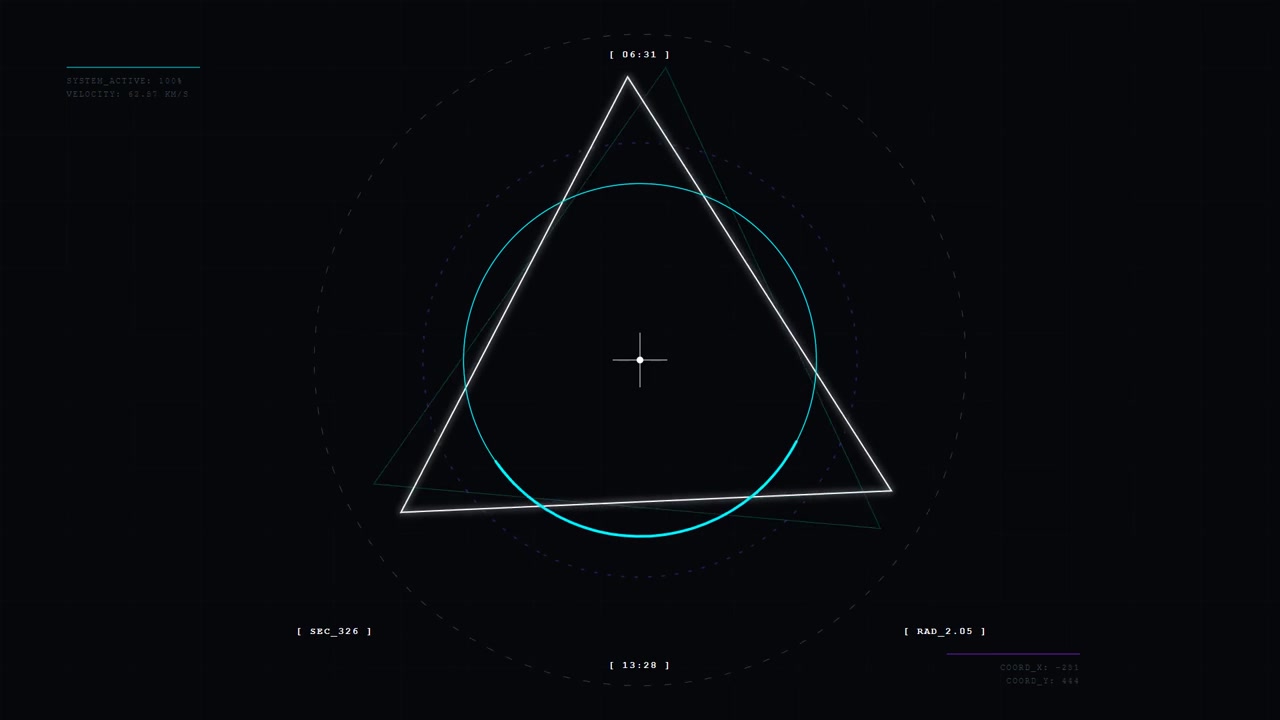 Interfaccia HUD Digitale Futuristica con Triangolo Geometrico Rotante