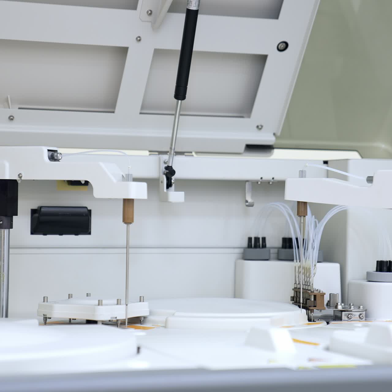 Modern healthcare testing analysis carried with the help of innovative equipment. Machine working at biomedical laboratory in present day hospital