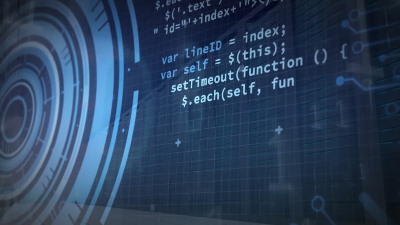 컴퓨터 회로판을 통해 디지털 데이터 처리의 애니메이션