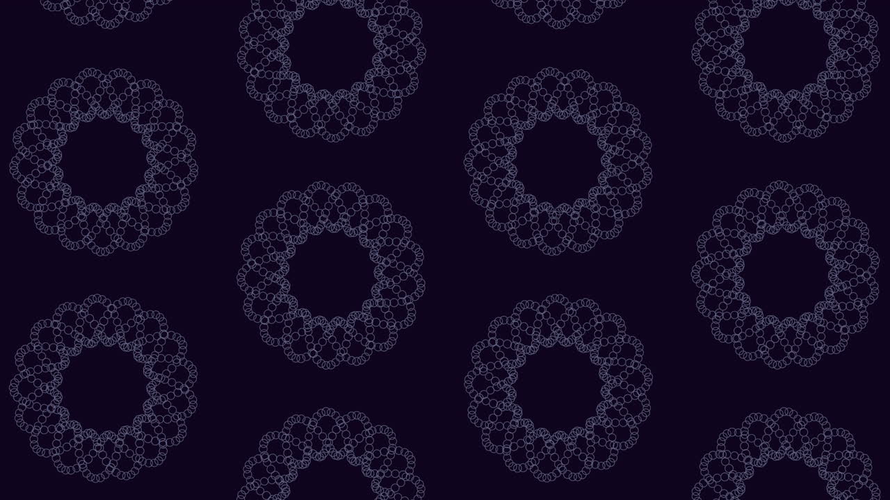 Circular pattern of overlapping circles on a dark blue backdrop. The circles are arranged in a circular layout, creating a visually captivating and seamless repetitive design